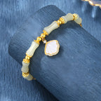 (S925 Silver) Natural Hetian Jade Bamboo Shell Seashell Design Jade Bracelet