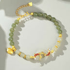 S925 Silver Hetian Jade Koi Peace Bracelet£¨16cm+3.5cm£©