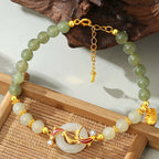 S925 Silver Hetian Jade Koi Peace Bracelet£¨16cm+3.5cm£©