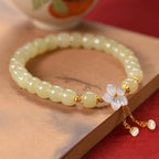 Natural Jade Flower Light Green Jade Bead Bracelet£¨Bead width 8mm£©