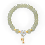 Natural Jade Flower Light Green Jade Bead Bracelet£¨Bead width 8mm£©