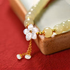 Natural Jade Flower Light Green Jade Bead Bracelet£¨Bead width 8mm£©