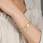 Natural Jade Flower Light Green Jade Bead Bracelet£¨Bead width 8mm£©