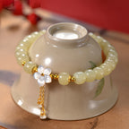 Natural Jade Flower Light Green Jade Bead Bracelet£¨Bead width 8mm£©