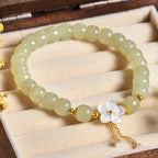 Natural Jade Flower Light Green Jade Bead Bracelet£¨Bead width 8mm£©