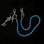 Blue and red turquoise hand-beaded pants chain