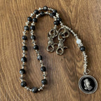 Black Flash Stone Alloy Bead Pants Chain