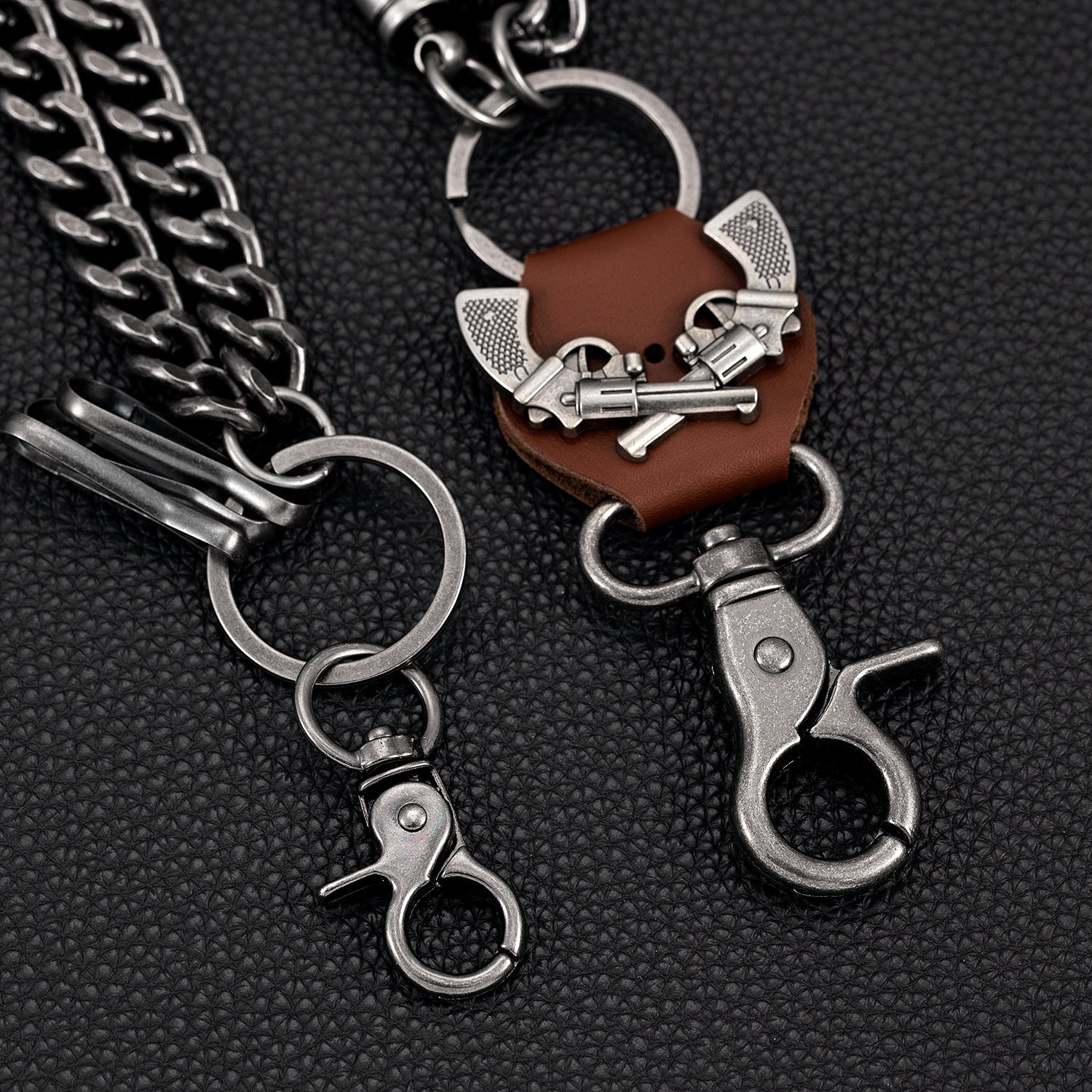 Creative double gun bullet retro double layer bold trouser chain