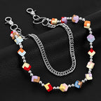 Trendy double-chain colorful Rubik's cube dice pants chain