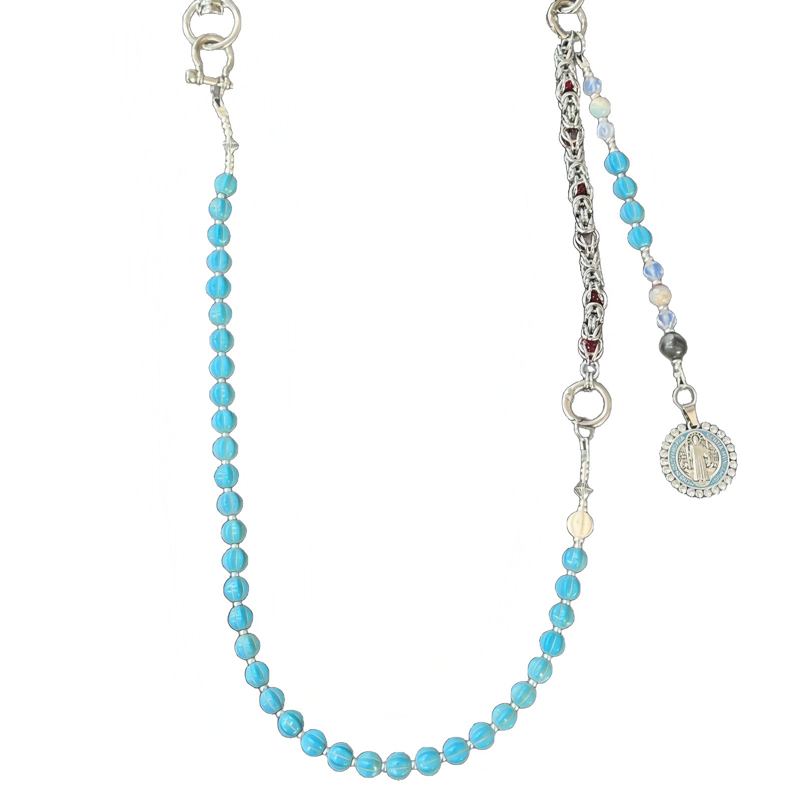 Blue turquoise dragon bone bead patchwork trouser chain