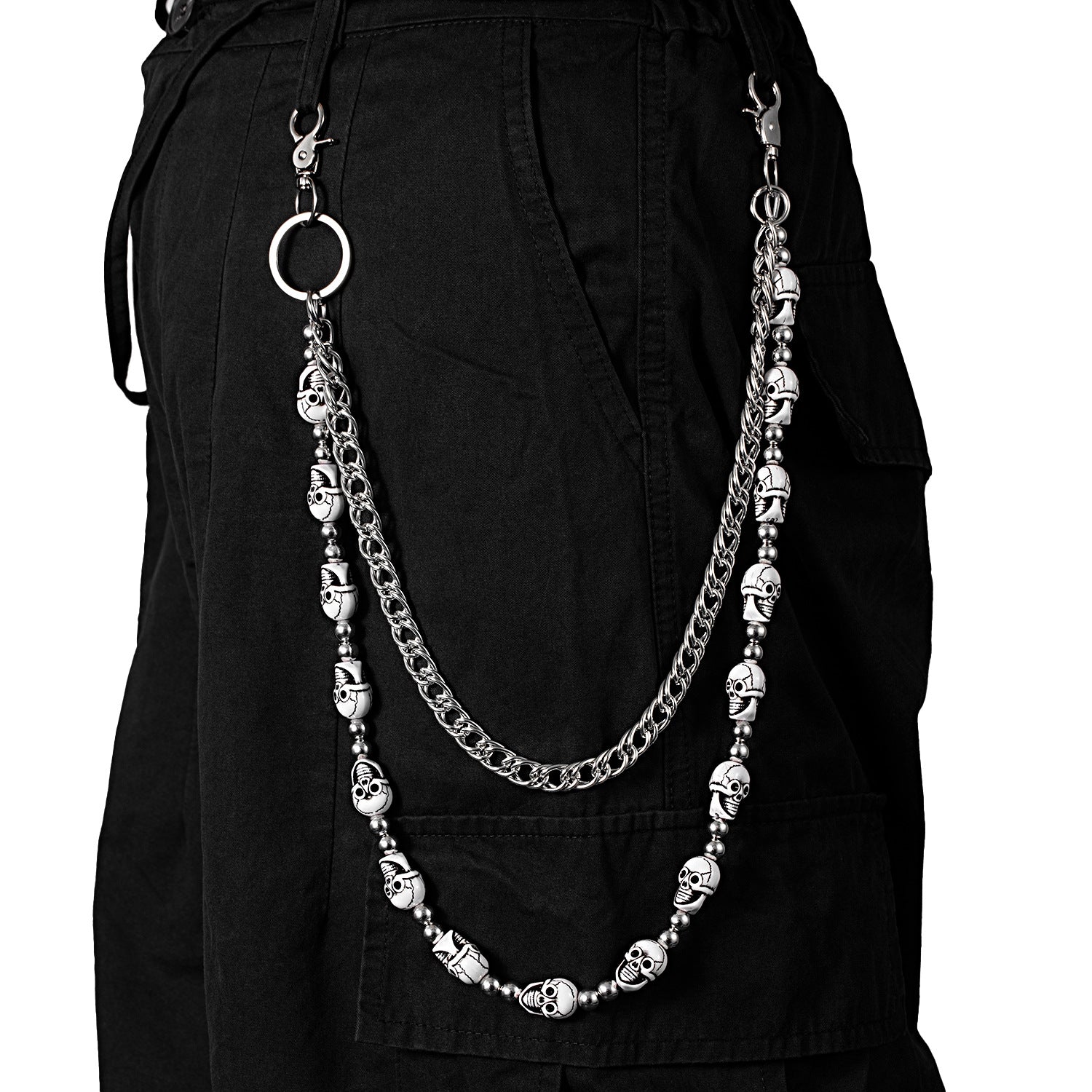 Colorful Lantern Beaded Trendy Hip-Hop Women's Double-Layer Pants Chain