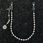 Cross Round White Turquoise Jeans Chain