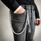 Hand-woven waxed thread jeans chain