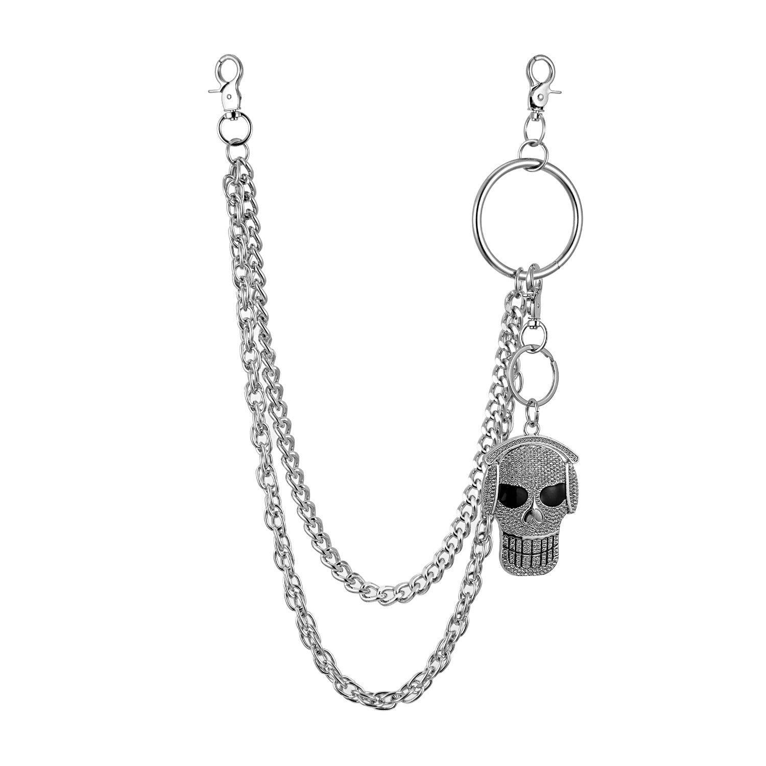 Double-layer heavy texture punk hip-hop pants chain