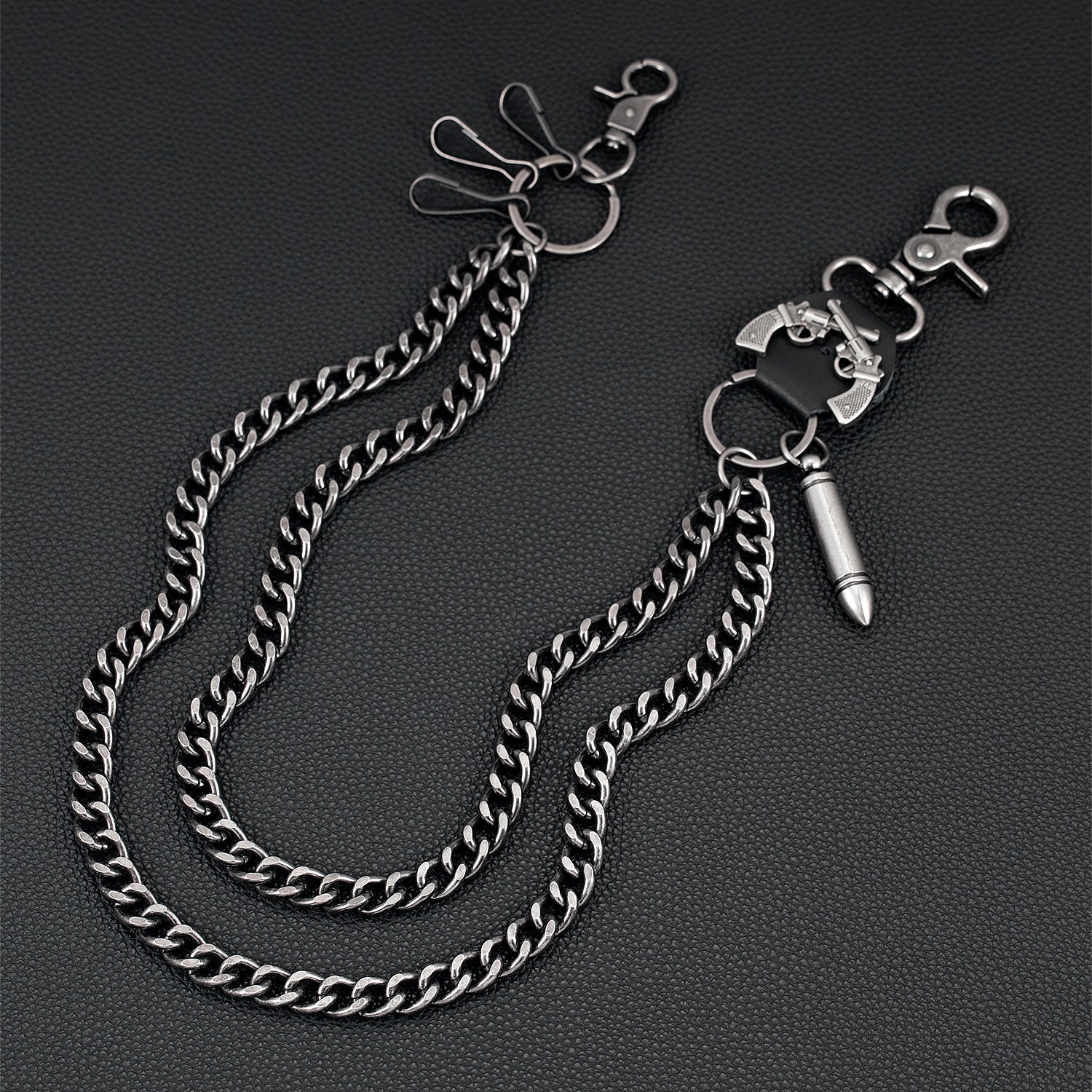 Creative double gun bullet retro double layer bold trouser chain