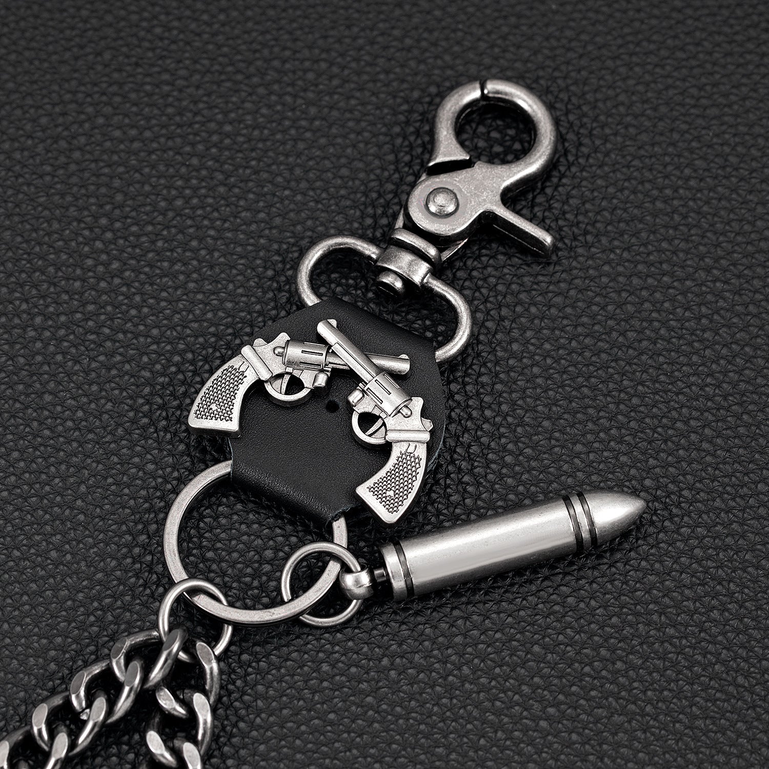 Creative double gun bullet retro double layer bold trouser chain