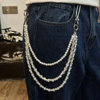 New pearl three-chain waist necklace