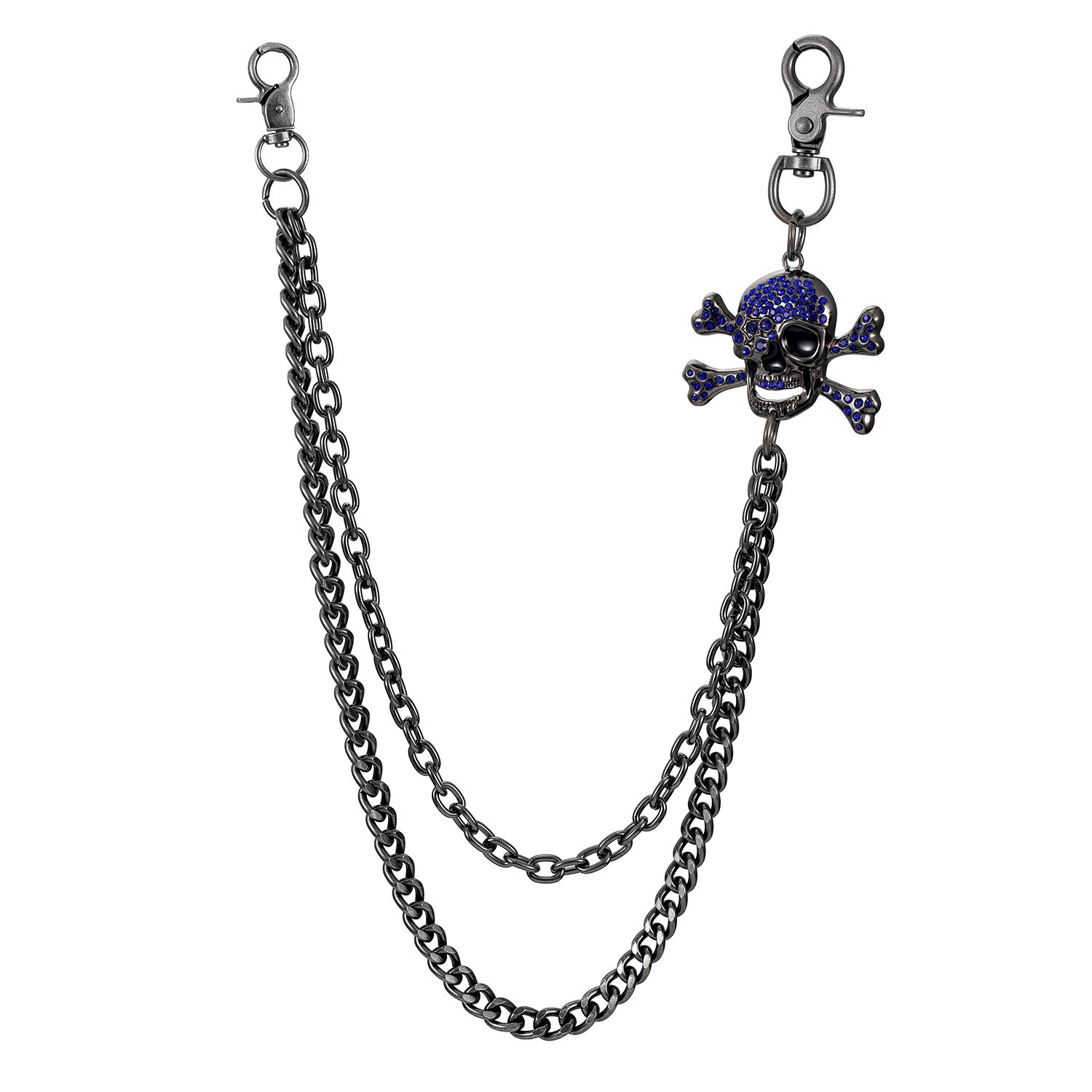 Big bone skull double punk pants chain