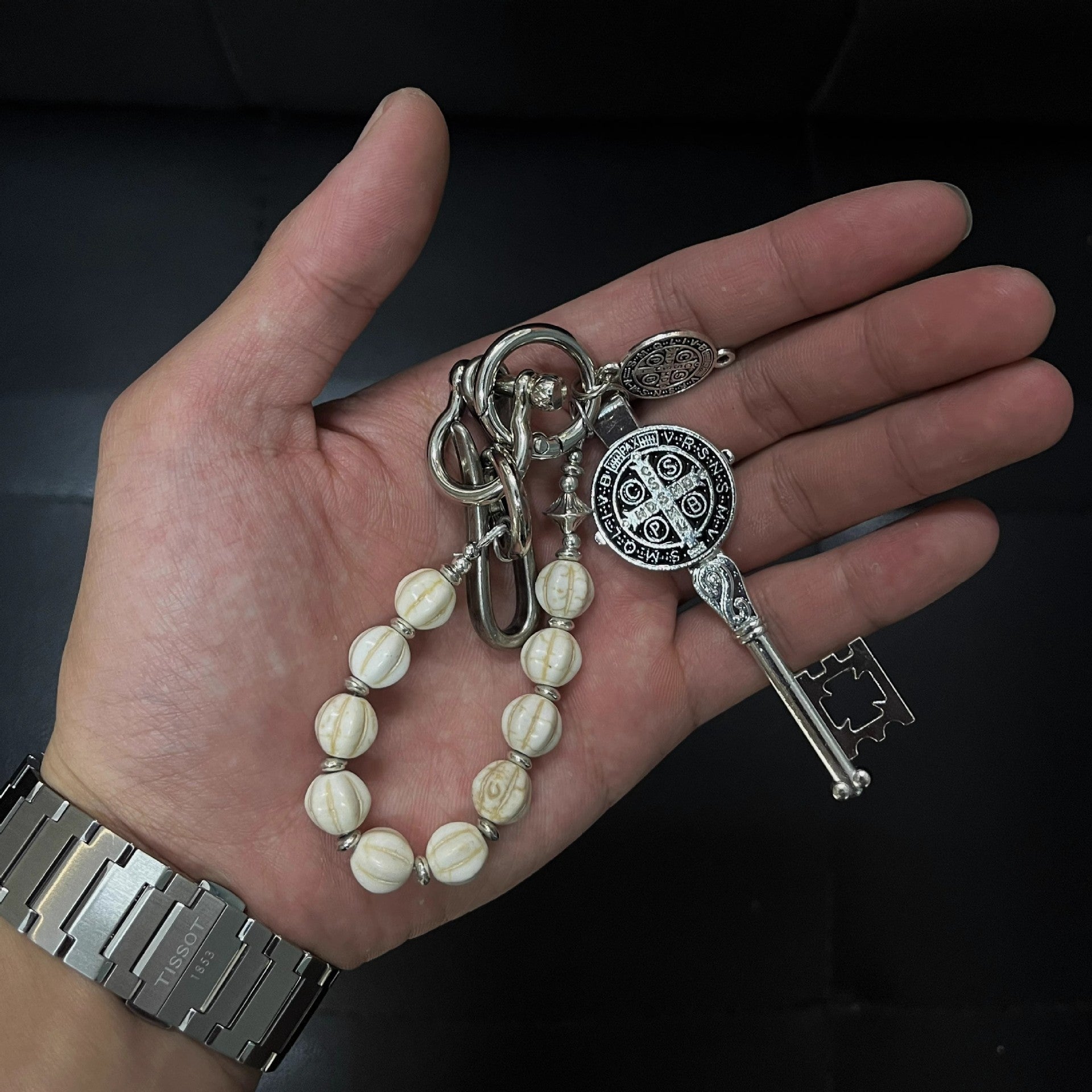 Unique and creative metal volcanic stone trouser chain