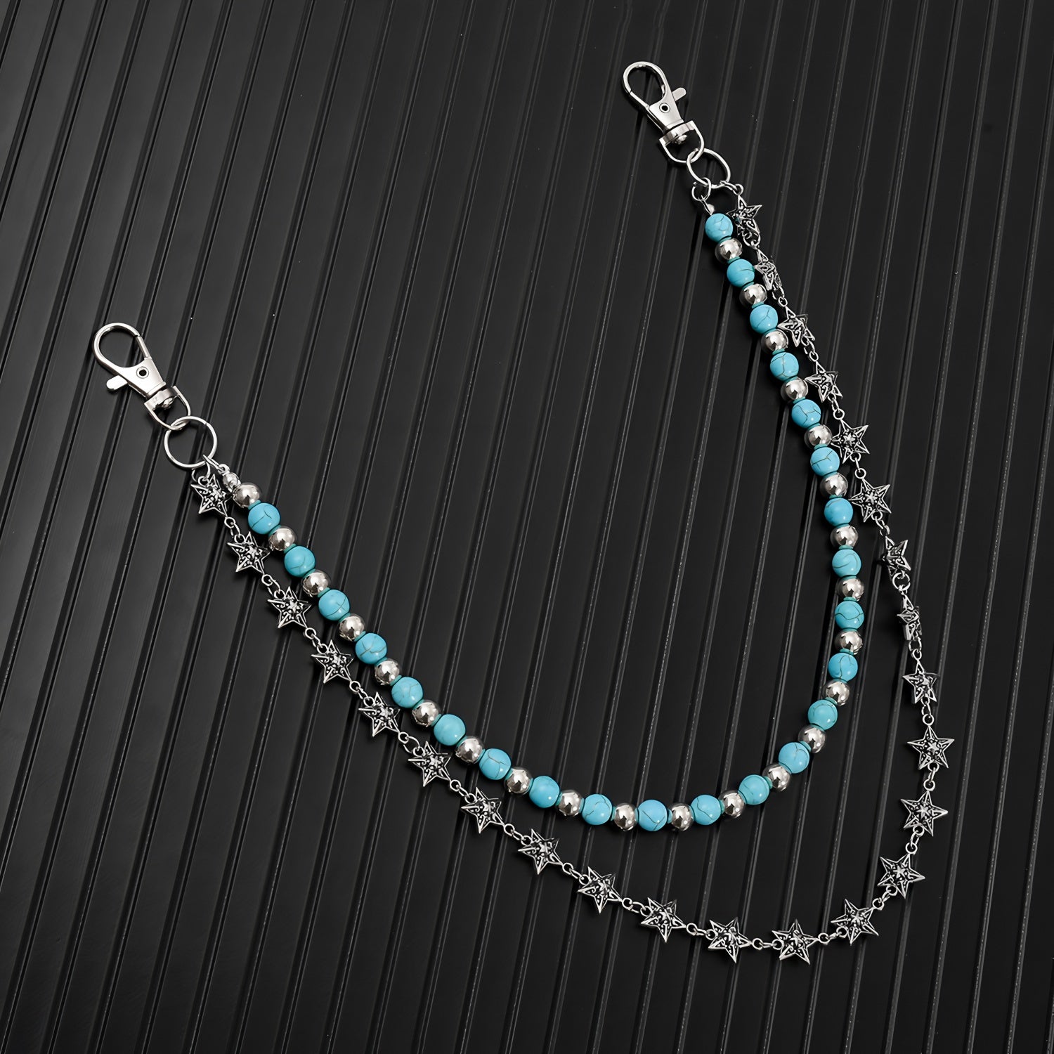 Fashionable turquoise beaded pant chain
