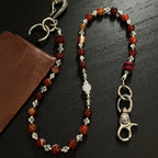 Red lion head artificial stone handmade beaded trouser chain