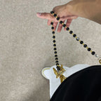 Black stone bead handmade beaded pants necklace