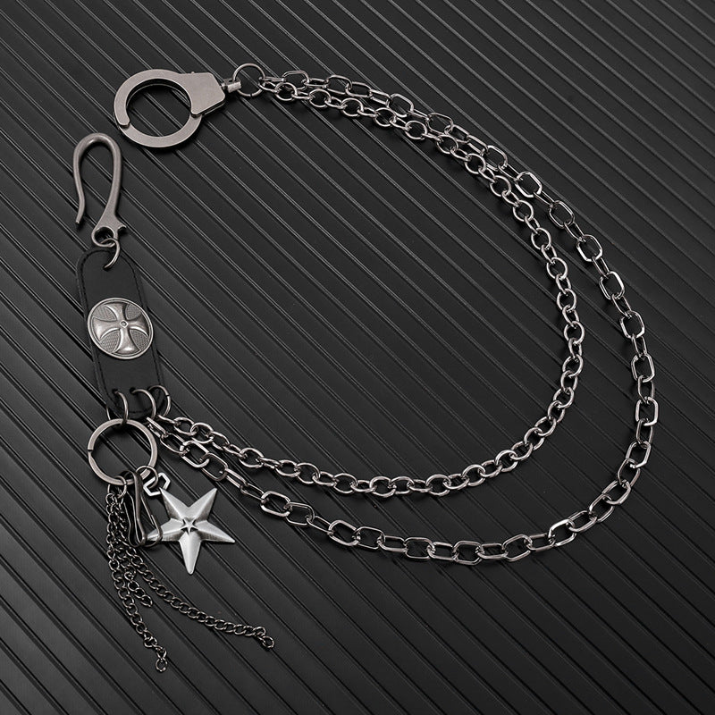 Punk hip-hop motorcycle street pants chain