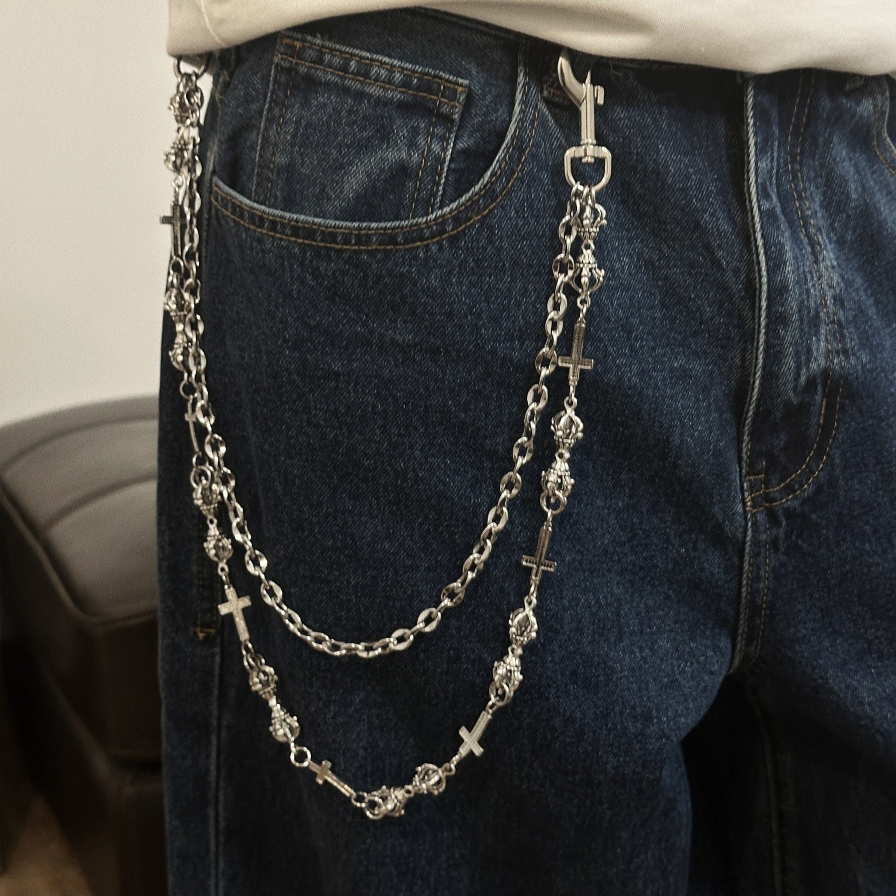 Diamond Cross Denim Waist Chain