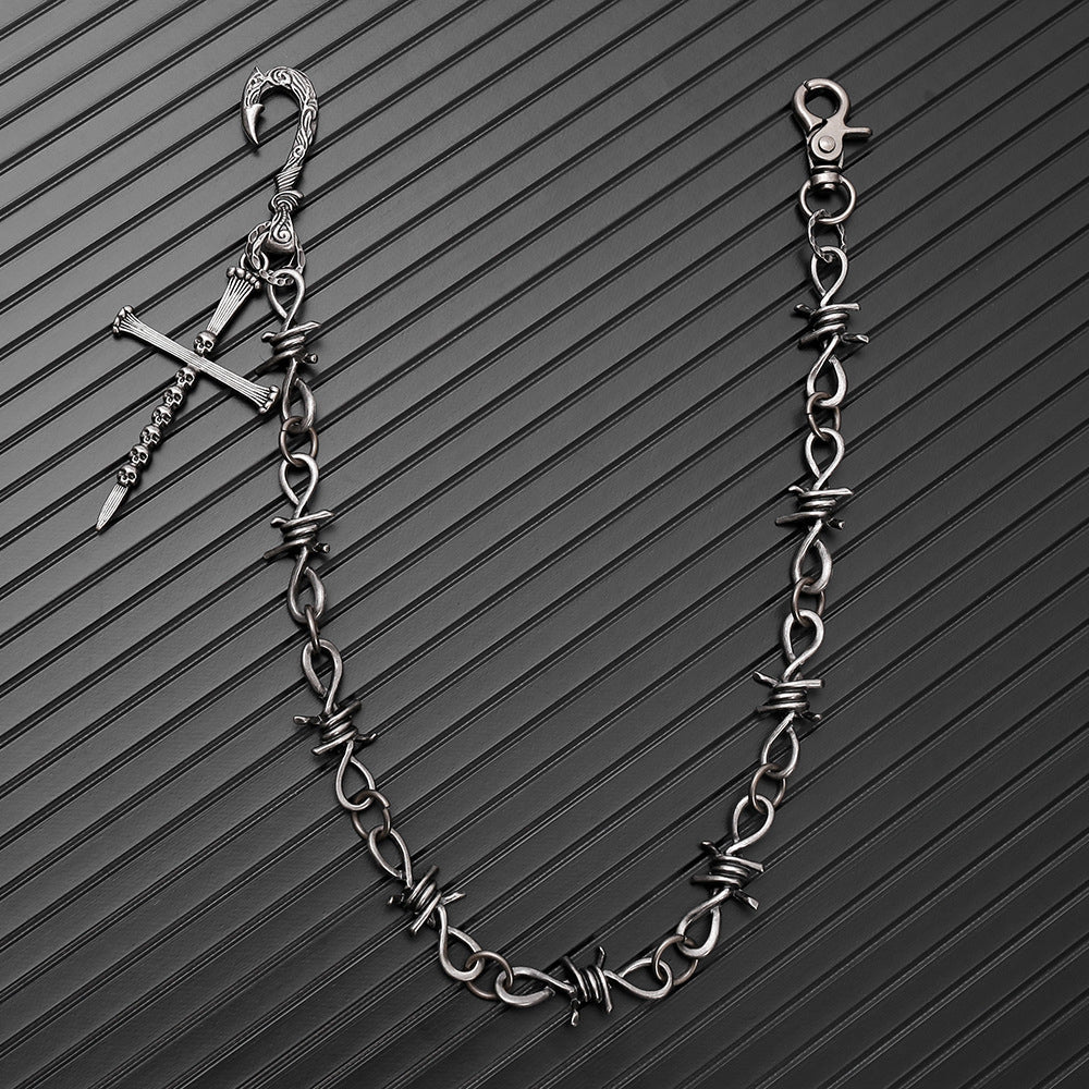 Vintage Gothic Cross Skull Pants Chain