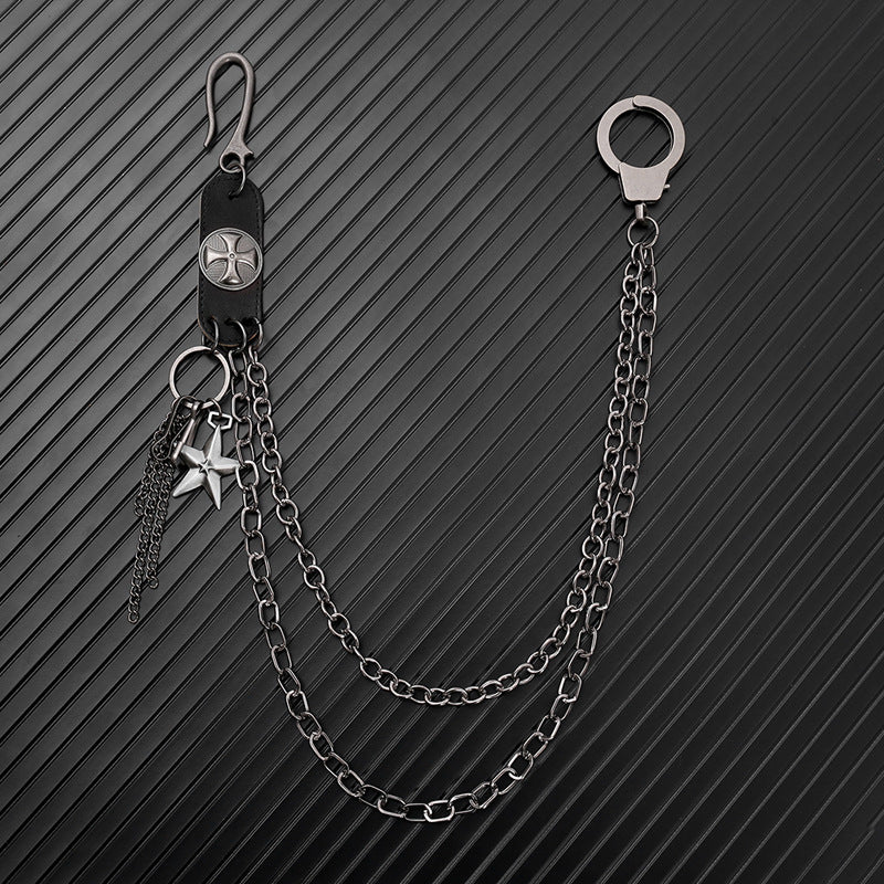 Punk hip-hop motorcycle street pants chain