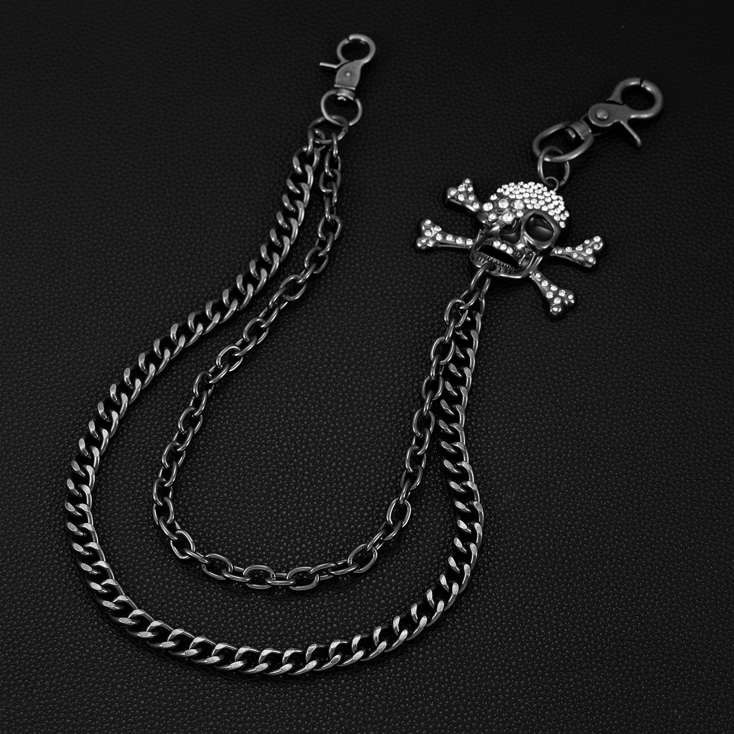 Big bone skull double punk pants chain