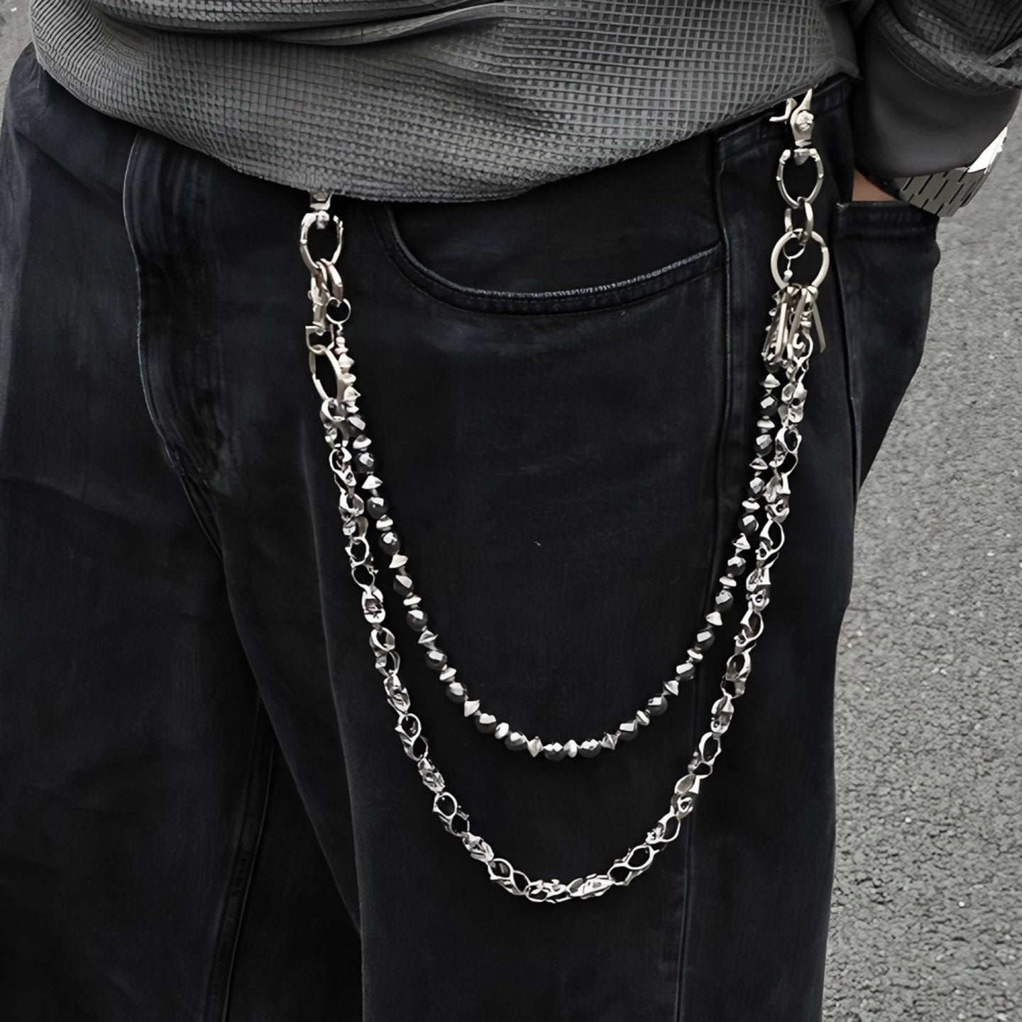 Retro style high-end denim waist chain
