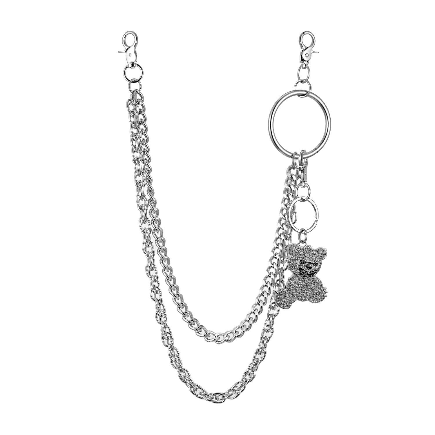 Double-layer heavy texture punk hip-hop pants chain