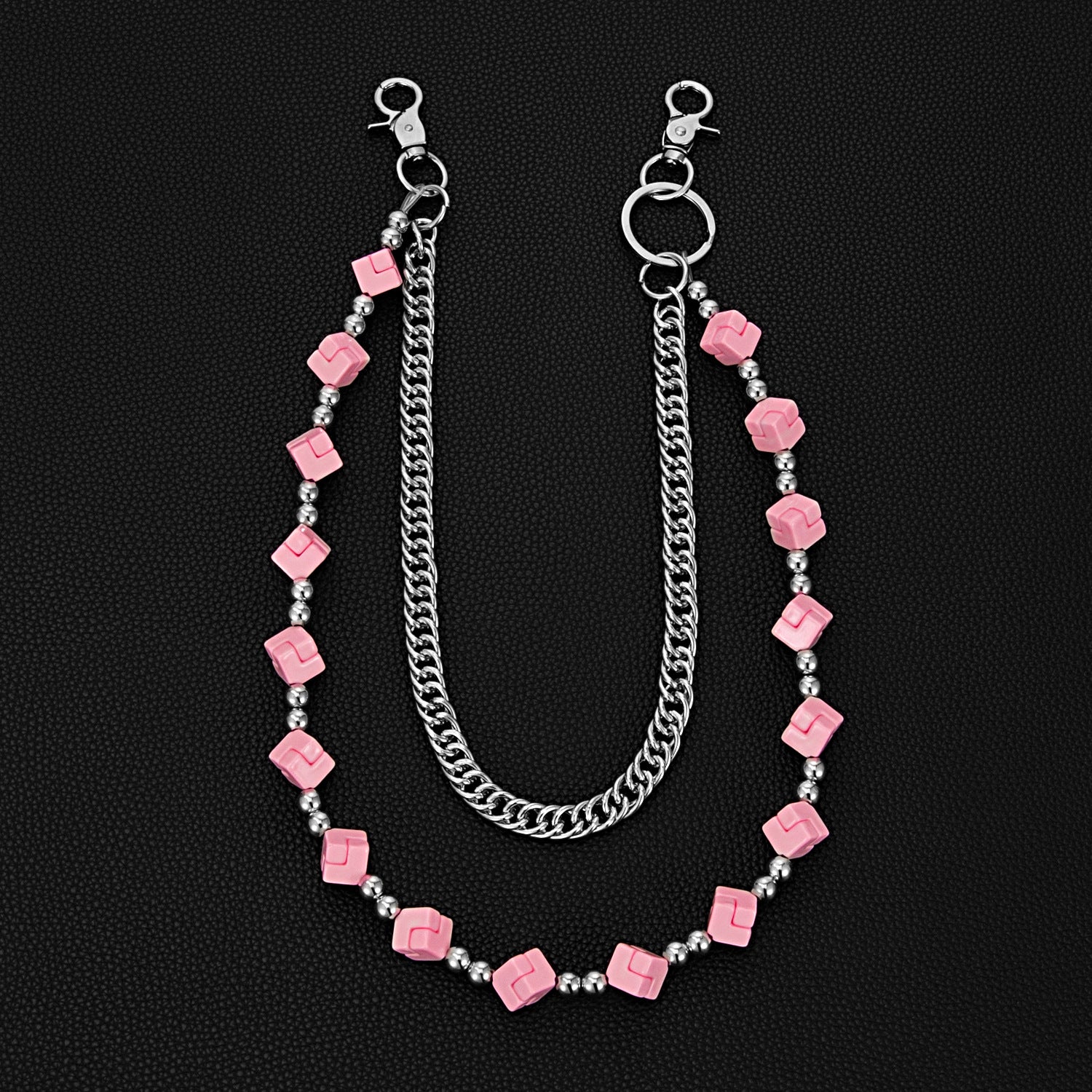 Trendy double-chain colorful Rubik's cube dice pants chain