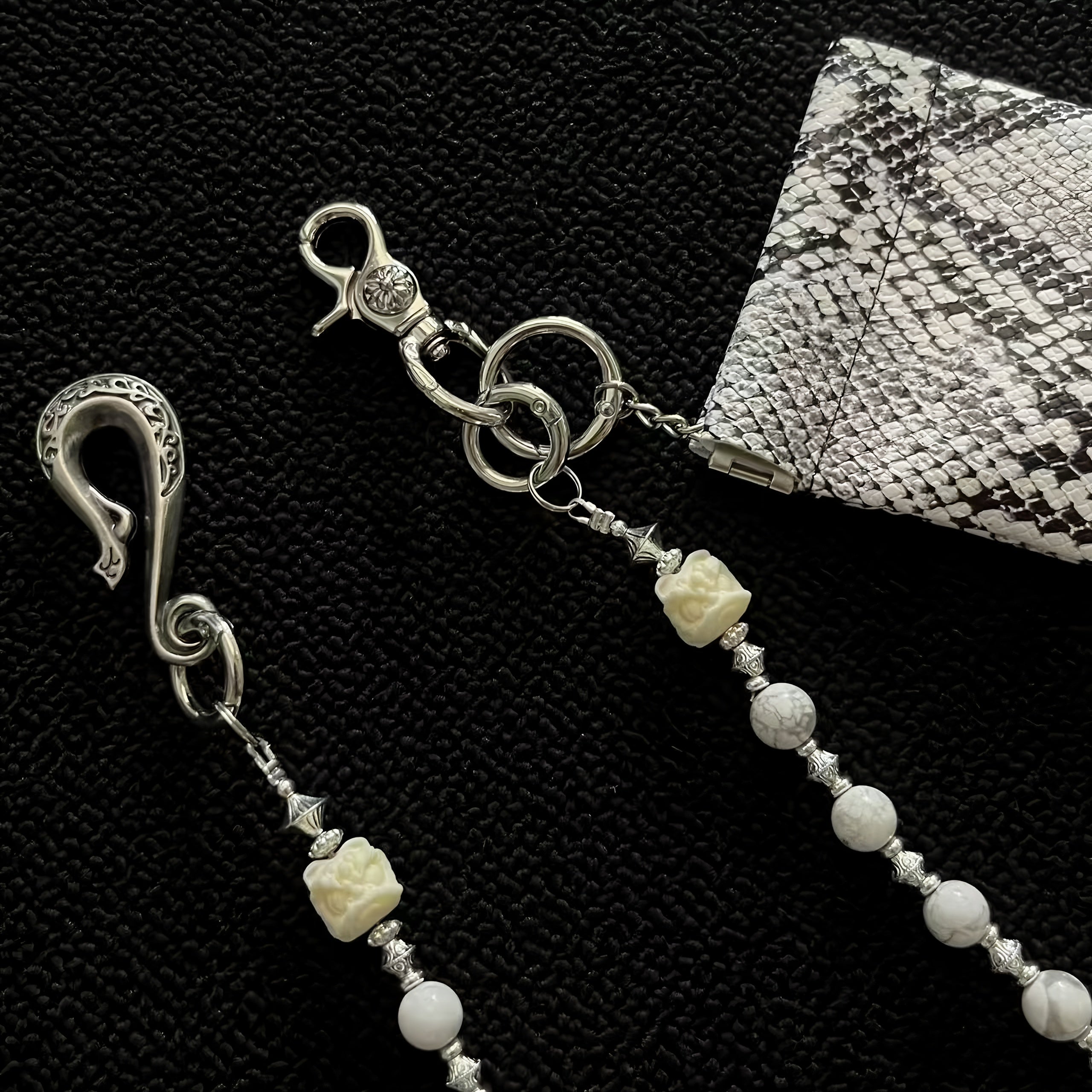 Original snake print coin purse beaded trouser chain