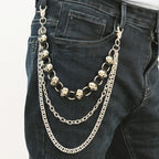Three-layer punk skull trouser chain