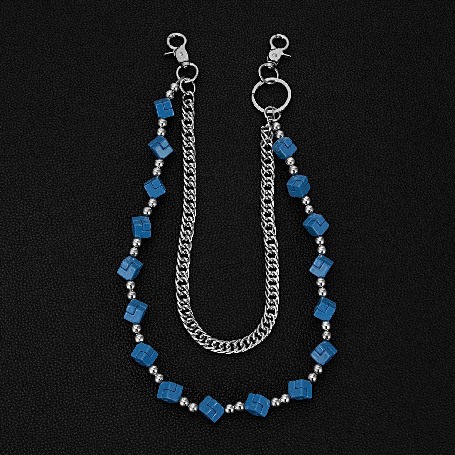 Trendy double-chain colorful Rubik's cube dice pants chain