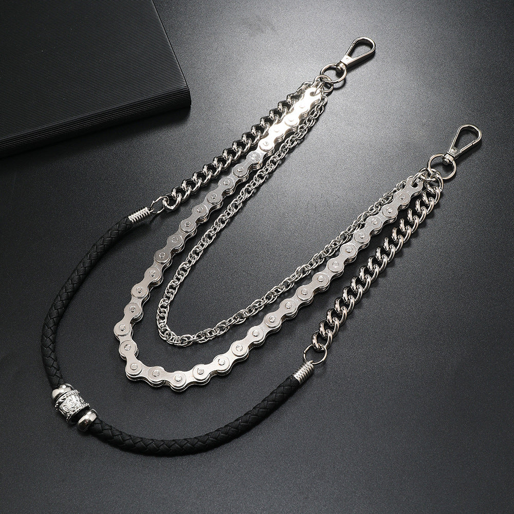 Multi-layer metal rope splicing trouser chain