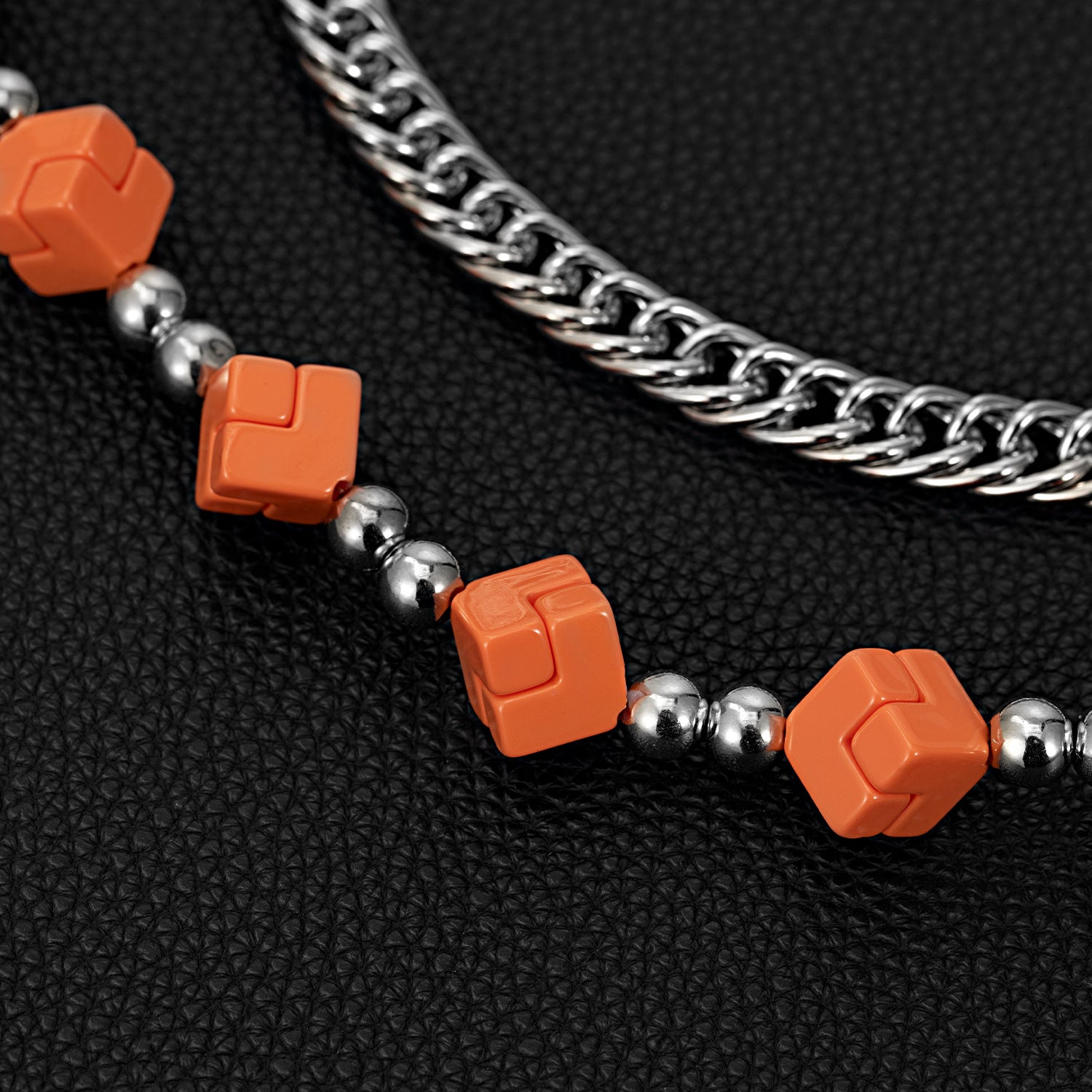 Trendy double-chain colorful Rubik's cube dice pants chain