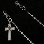 Blue ceramic blue eye cross bead pants chain
