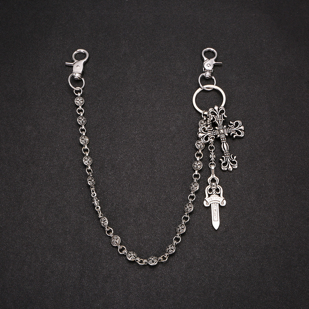 Double chain star double cross pants chain