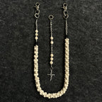 White turquoise bone cross head trouser chain