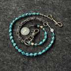 Volcanic stone waist beaded patchwork pants chain