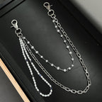 Double-strand pearl belt chain pants