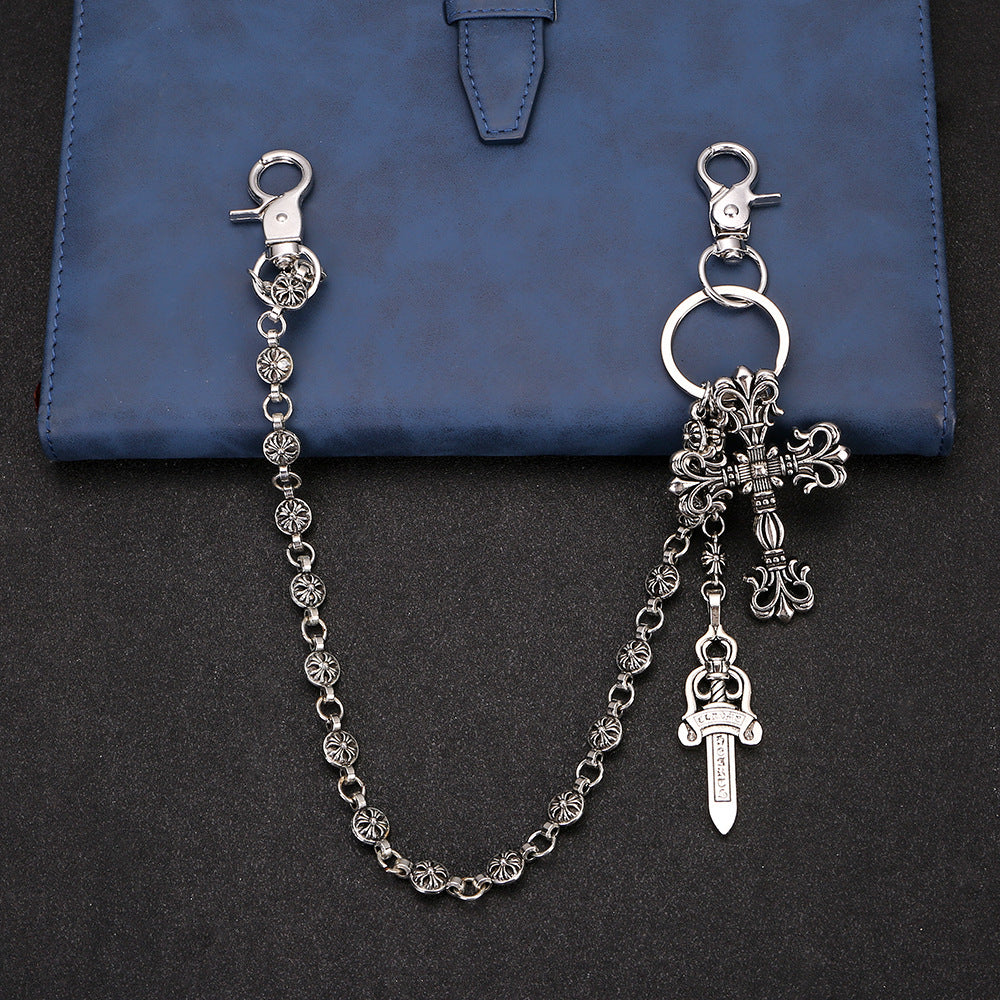 Double chain star double cross pants chain