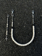 White turquoise bone cross head trouser chain