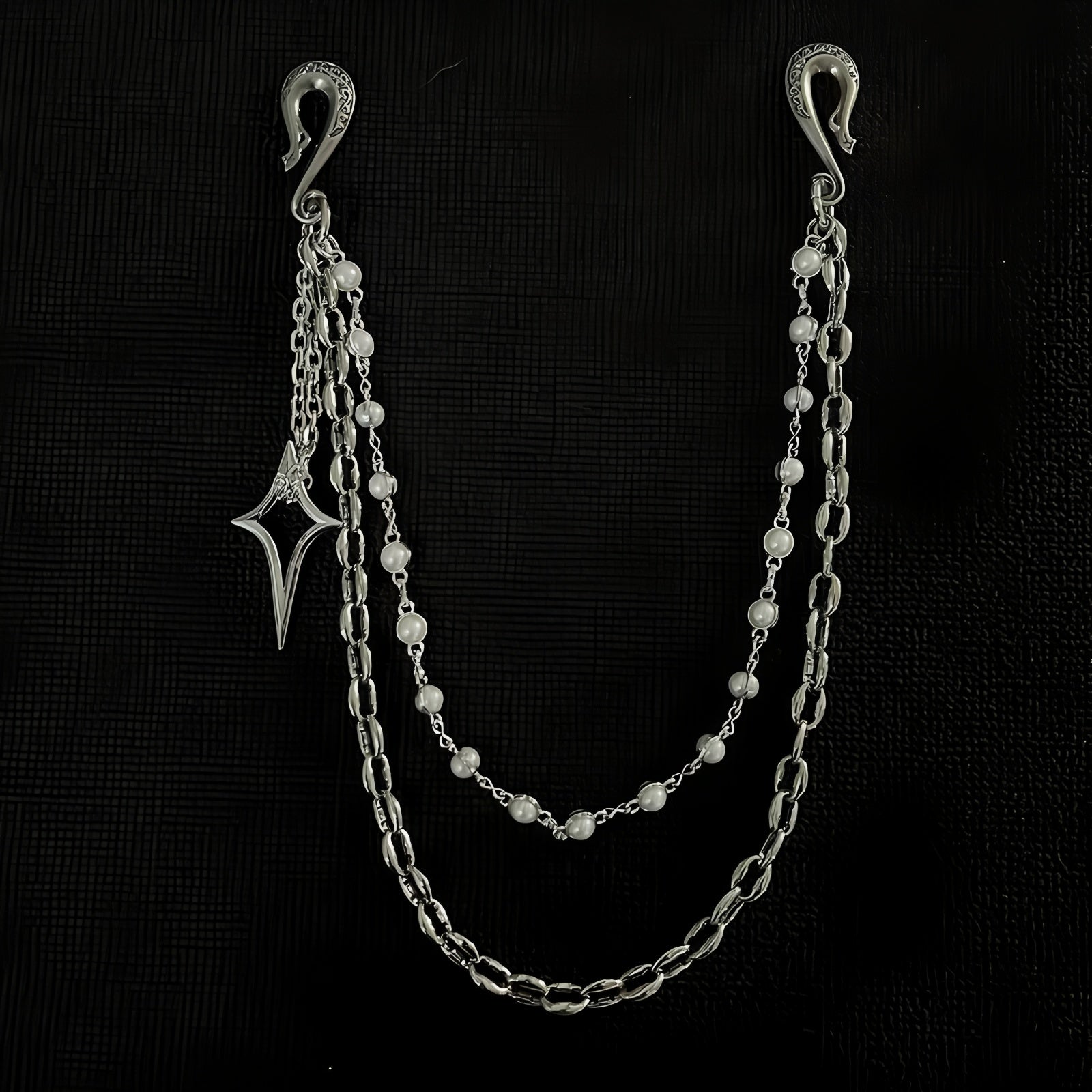 Simple Hip-Hop Double Pearl Shell Jeans Chain