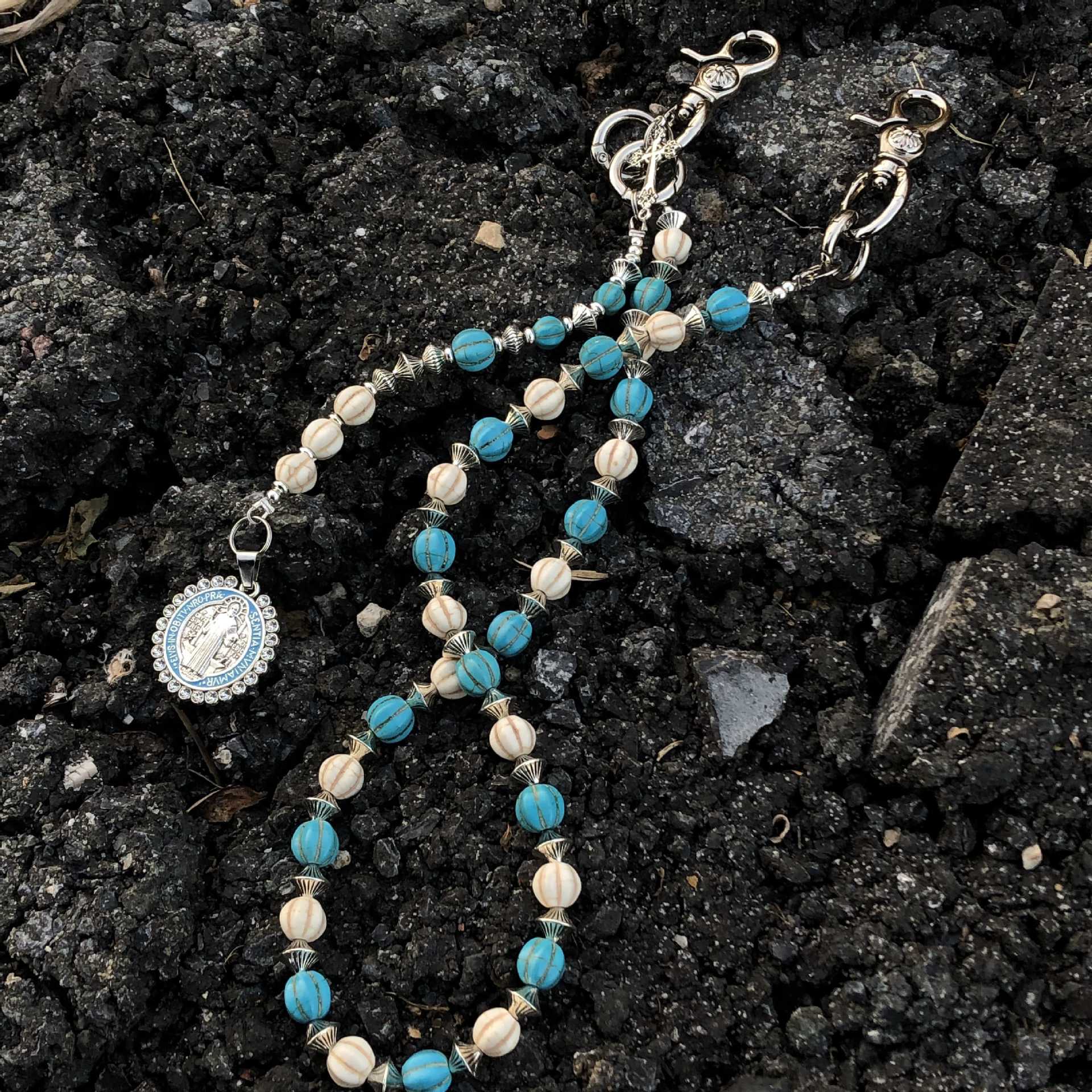 Volcanic stone waist pendant bead pants chain