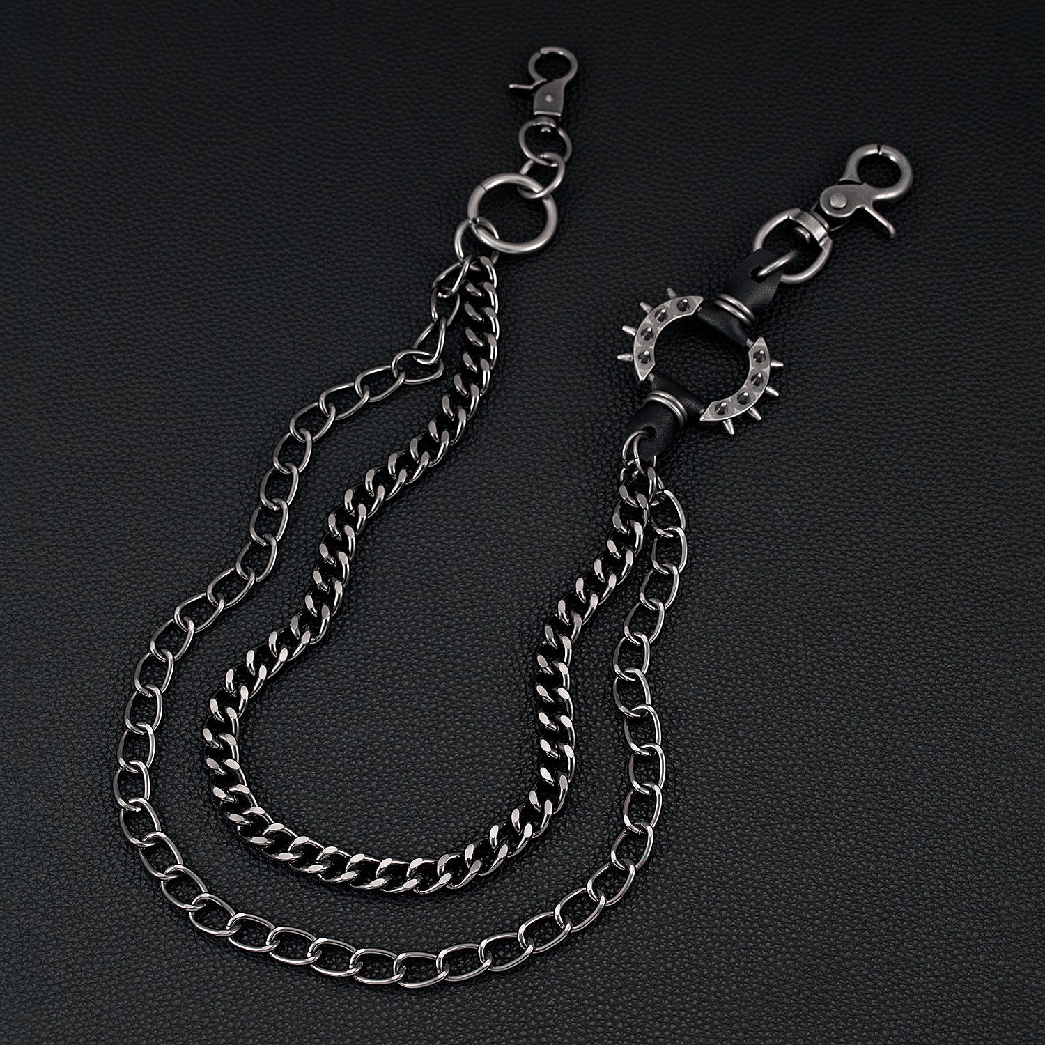 Exaggerated spiked retro art men's and women's hip-hop punk pants chain