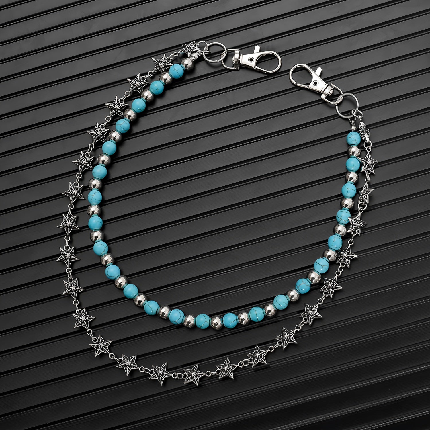 Fashionable turquoise beaded pant chain